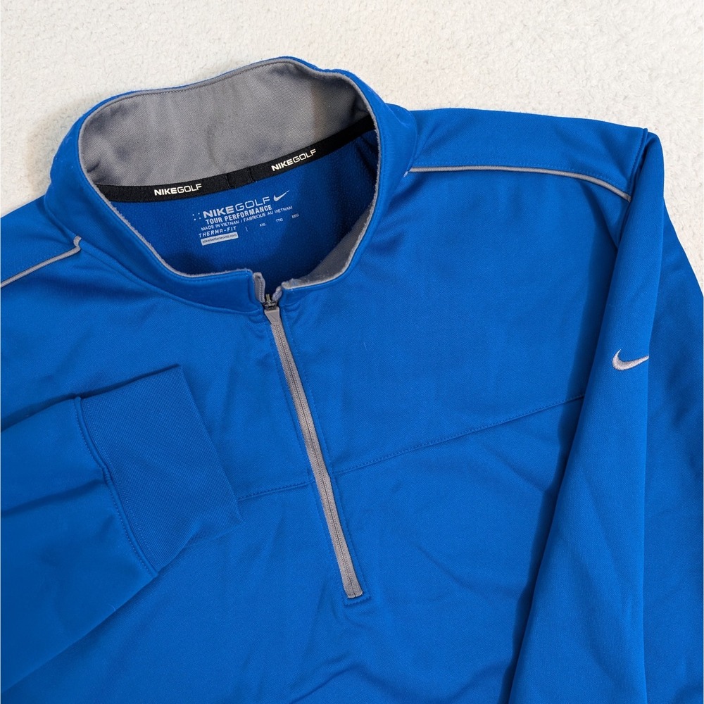 Nike Golf Tour Performance Dri Fit 1/4 Zip Up Pullover Mens 2XL Blue Gray